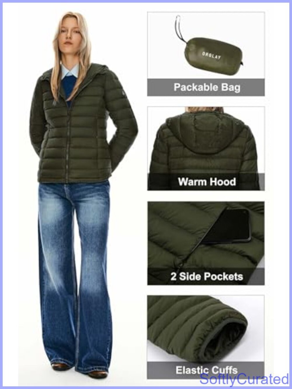 Lightweight Packable RDS Down Hooded Puffer Jacket Water-Resistant - Picture 4 of 6